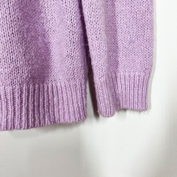 LOFT Wool Blend Pullover Pastel Purple Cable Knit‎ Sweater Sz XL Lilac Crew Neck - Picture 5 of 9